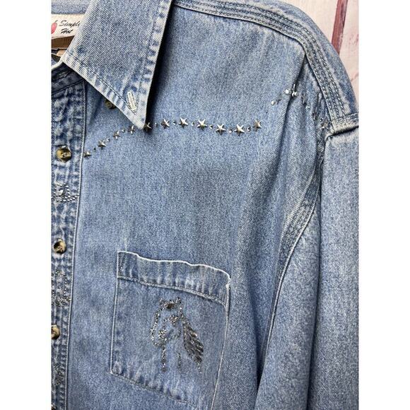 Port Authority Simply Hot Unisex Western Style Button down denim Shirt Size L - Picture 3 of 9